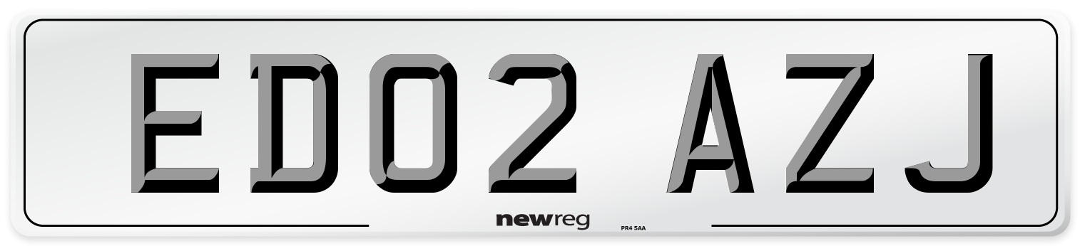 ED02 AZJ Number Plate from New Reg